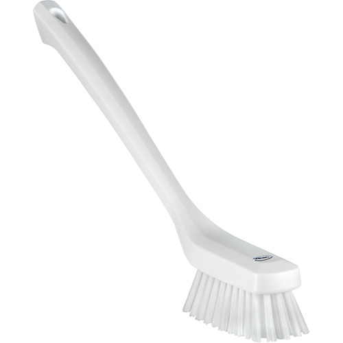 Narrow Long-Handle Cleaning Brush, Stiff Bristles, 16-1/2 Long, White